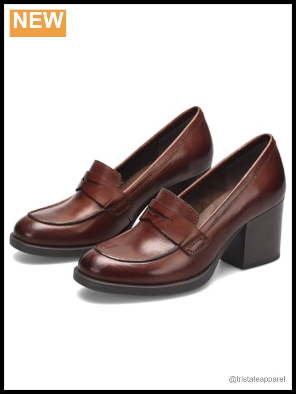 Women's Faux Leather Chunky Block Heel Slip On Loafers Closed Toe Dress Work